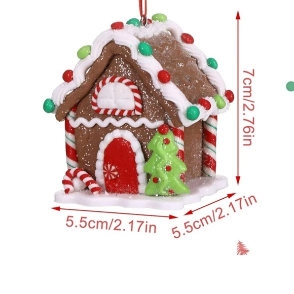 Gingerbread House and Train Hanging Ornaments set of 5 - Picture 10 of 10